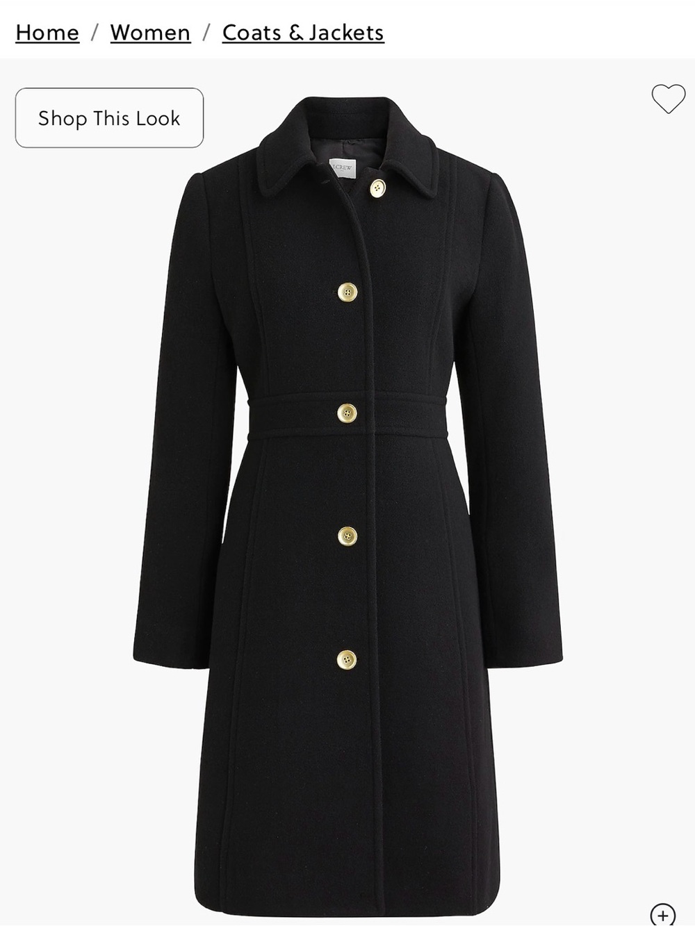 JCrew Factory Wool-blend lady day coat with gold buttons NWT